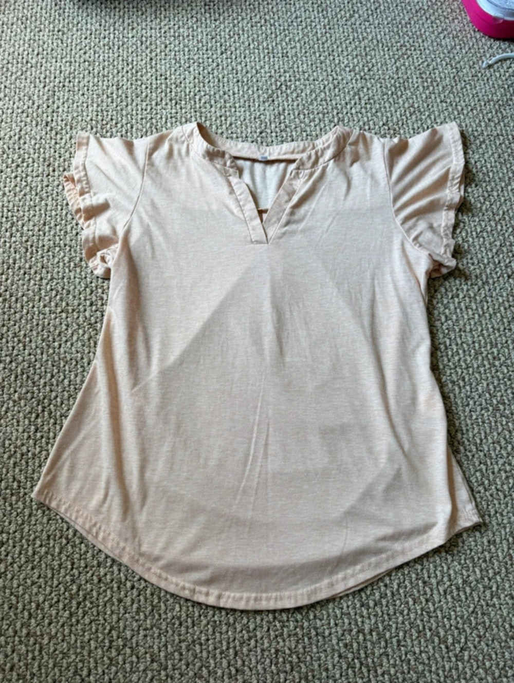 Cream yellow top with ruffle sleeves